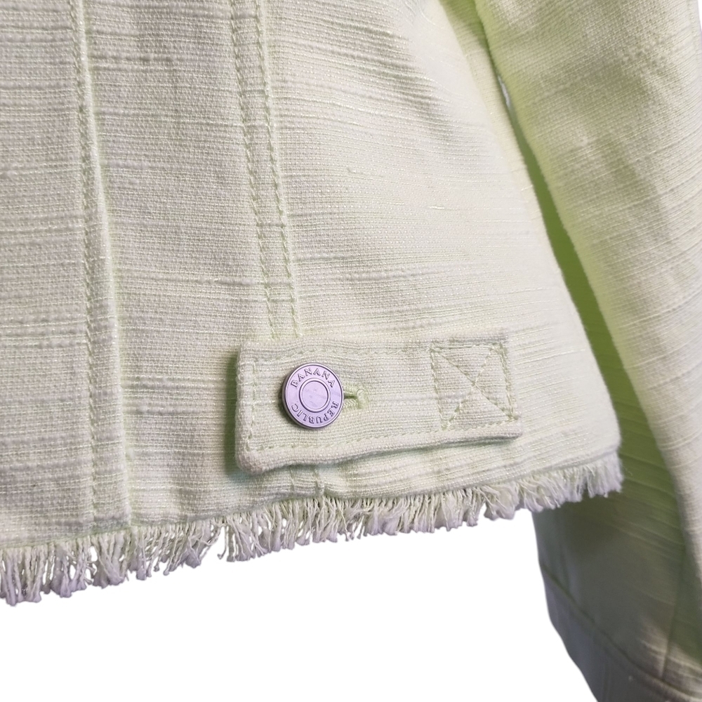Banana Republic Blazer Jacket Women's Green Raw Hem Size 2 NWOT - Picture 6 of 10